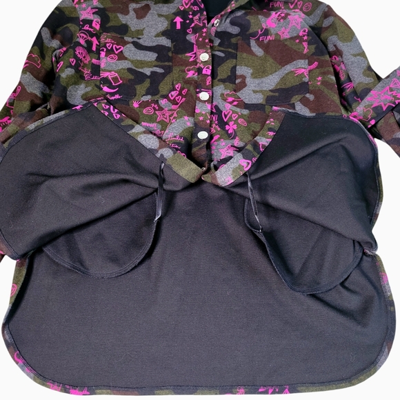 Vilagallo Camouflage Shirt Dress Size 40 Medium Green Pink Belt Button-Down RARE - Picture 6 of 12